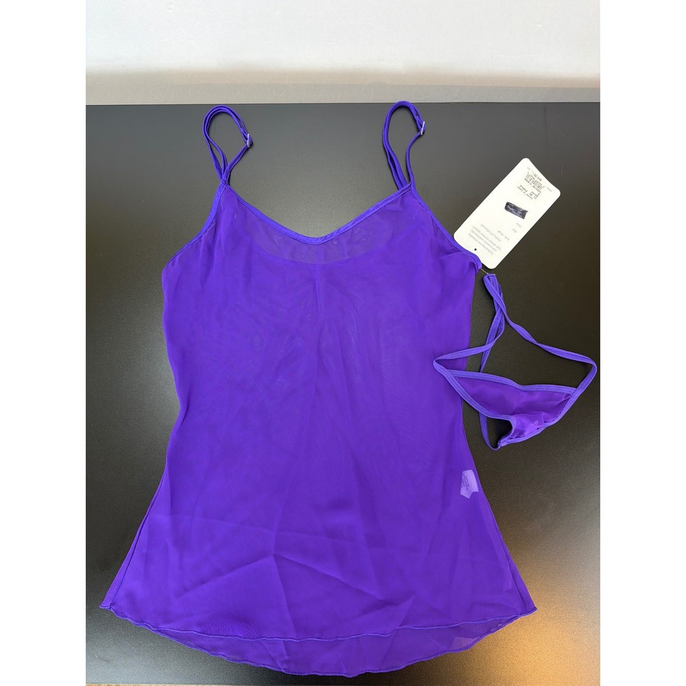 Shirley of Hollywood Purple Sheer Chemise & Thong Panty Size Small - Picture 3 of 10
